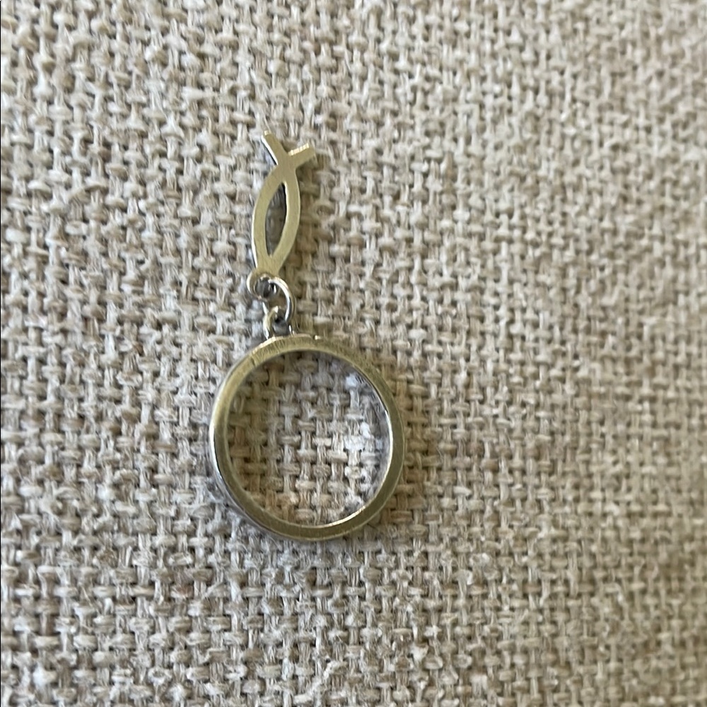 Sterling silver vintage ichthus fish dangle ring